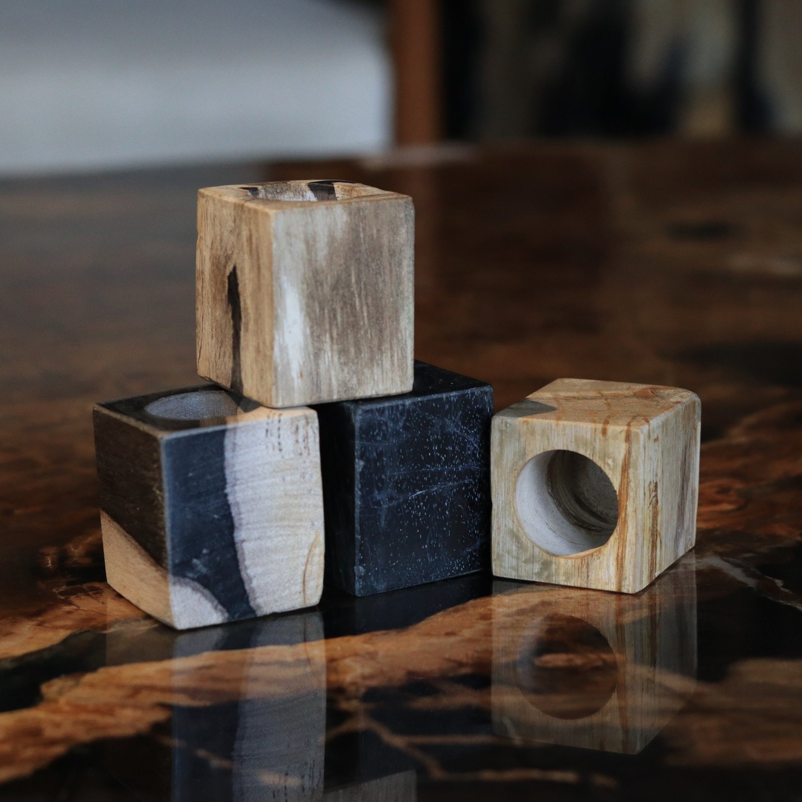 Polished Indonesian petrified wood with natural stone finish