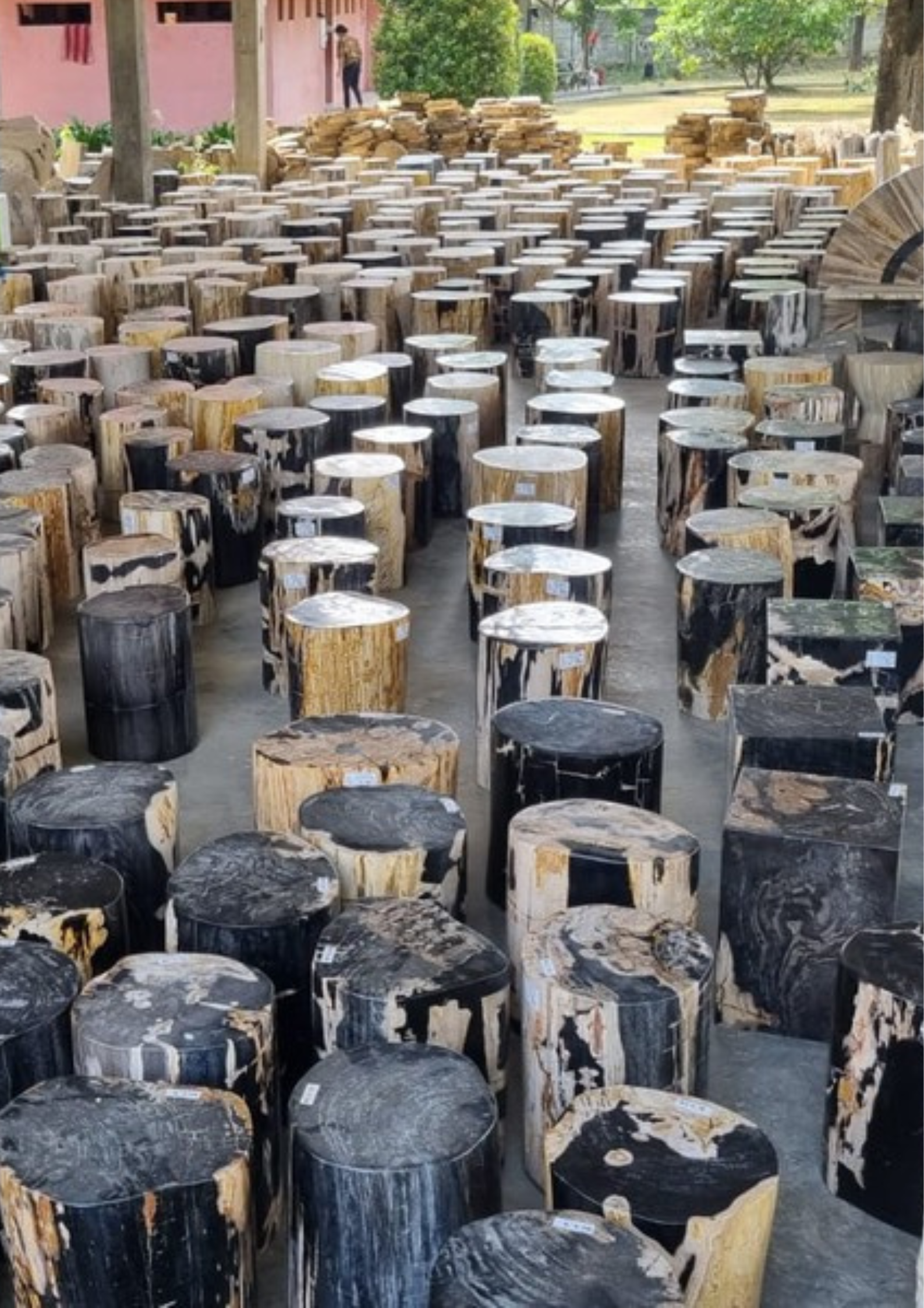 Premium Indonesian petrified wood stool furniture