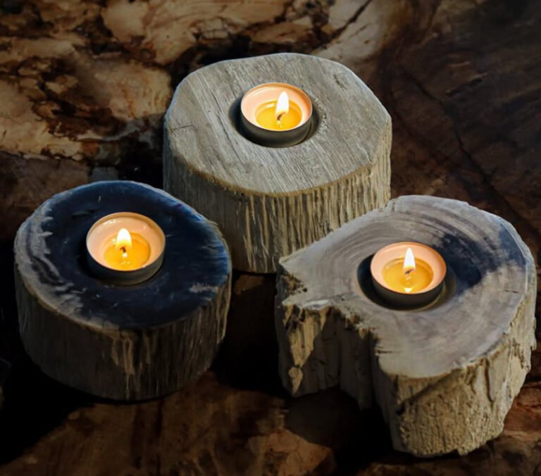 Assorted Indonesian petrified wood bowls and home accessories displayed on a modern table