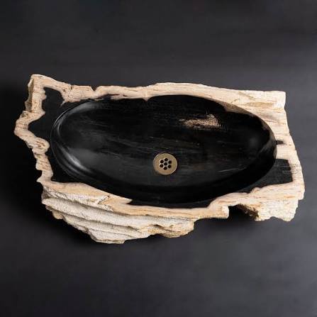 Premium Indonesian petrified wood bathroom basin