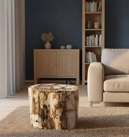 Fossil wood console table with contemporary design