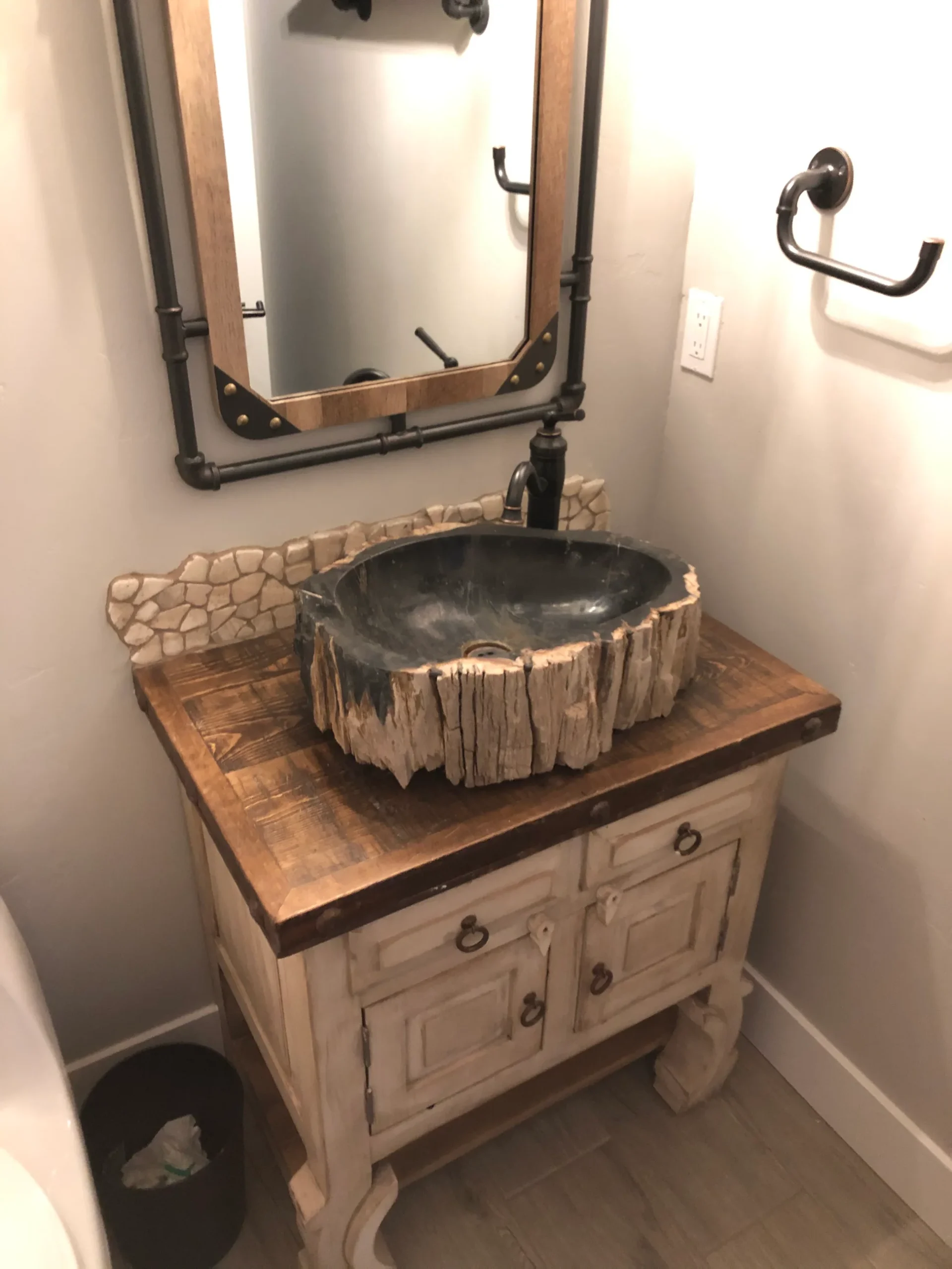 Indonesian petrified wood vessel sink