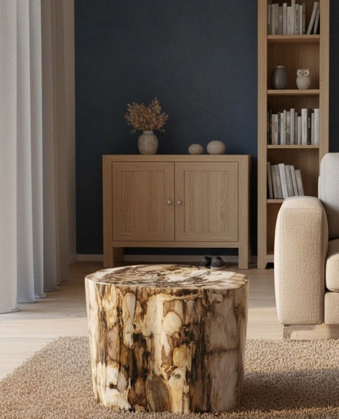 Indonesian fossil wood side table furniture