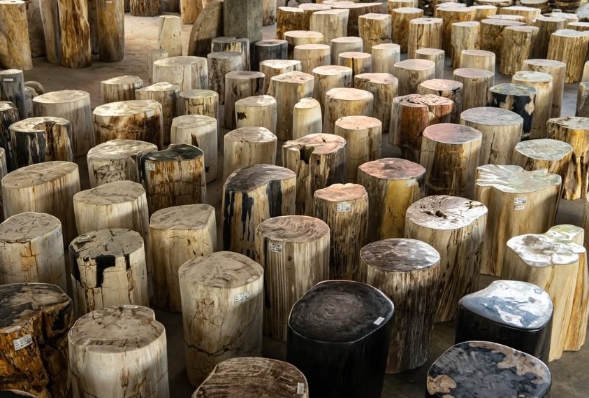Indonesian petrified wood stool